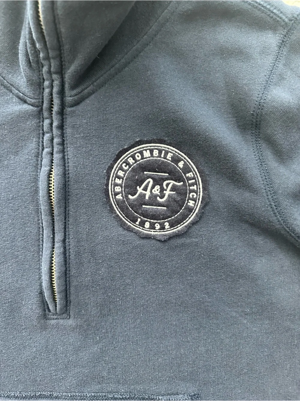 Abercrombie & Fitch Women’s Navy Half-Zip Pullover with Patch Size L